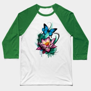 Lotus and Butterfly Baseball T-Shirt